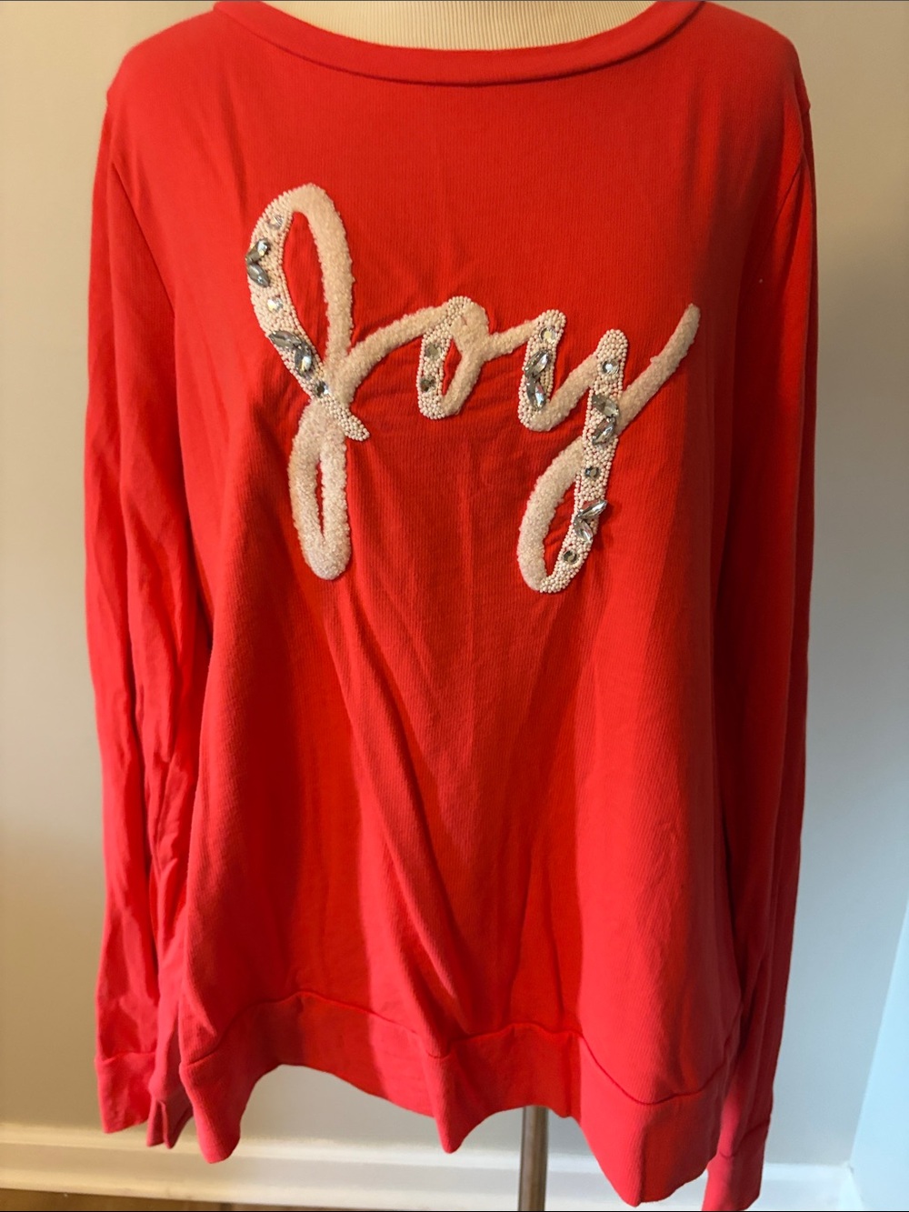 Lilly Pulitzer Red 'joy' Embellished Long Sleeve Top Rami